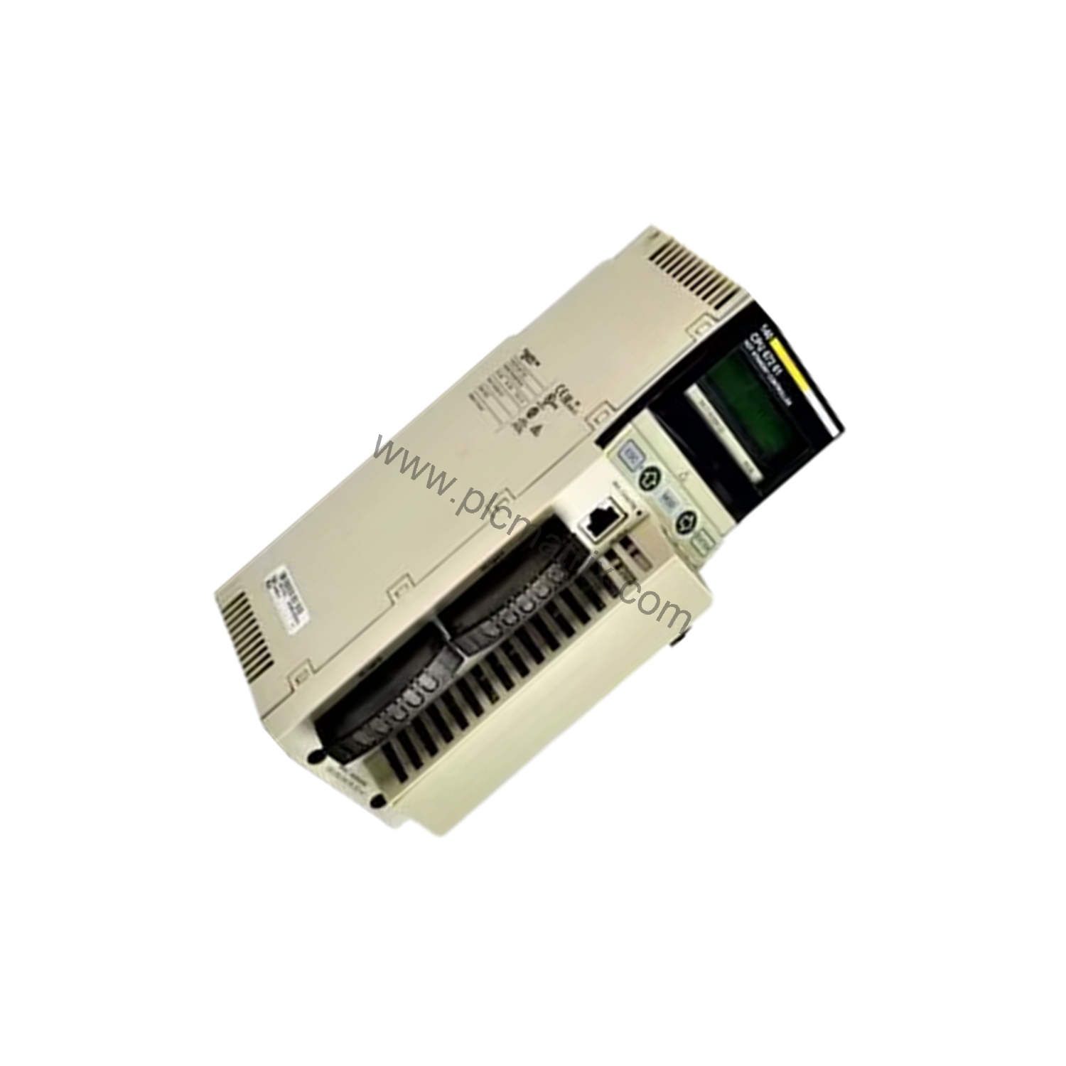 Figure 2: Technical layout and connection details for the Schneider 140CPU67261 industrial automation component.