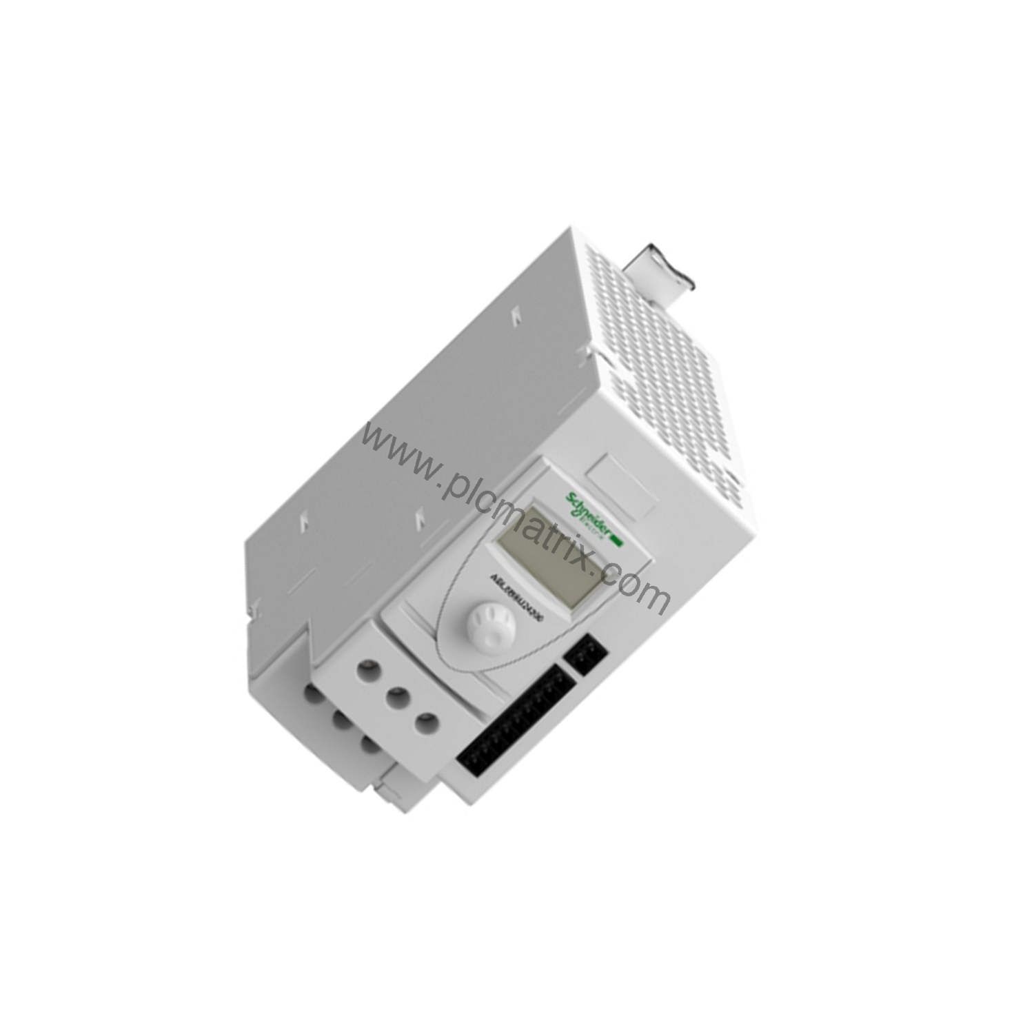 Figure 2: Technical layout and connection details for the Schneider ABL8BBU24200 industrial automation component.