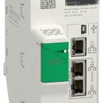 Figure 1: Front view of the Schneider BMEP586040C industrial automation component showing its physical design and enclosure.