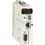 Figure 1: Front view of the Schneider BMXP3420302H industrial automation component showing its physical design and enclosure.