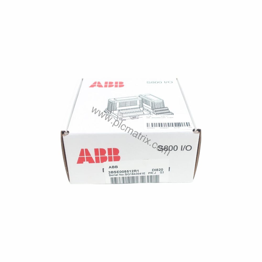 Figure 1: Front view of the ABB DI820 industrial automation component showing its physical design and enclosure.