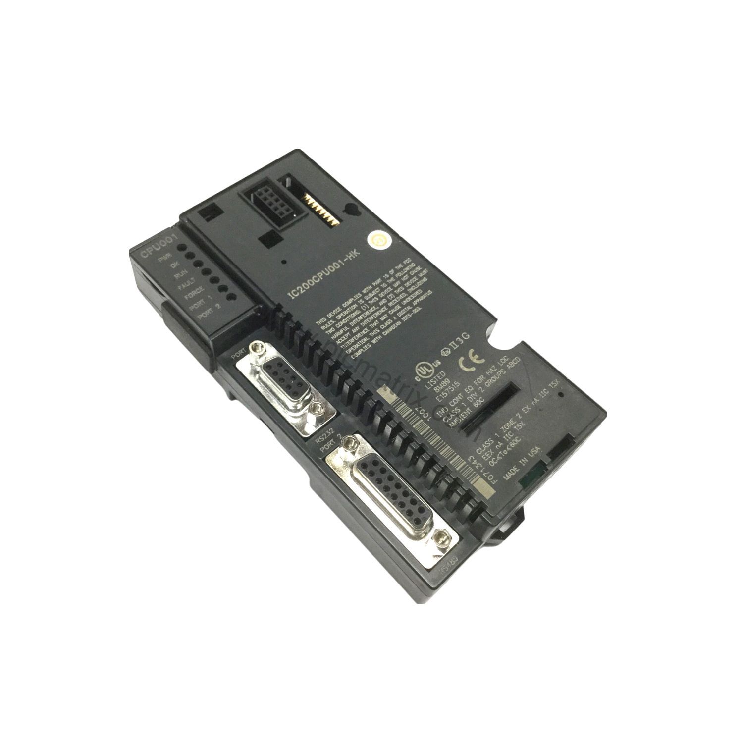 Figure 2: Technical layout and connection details for the GE IC200CHS025 industrial automation component.