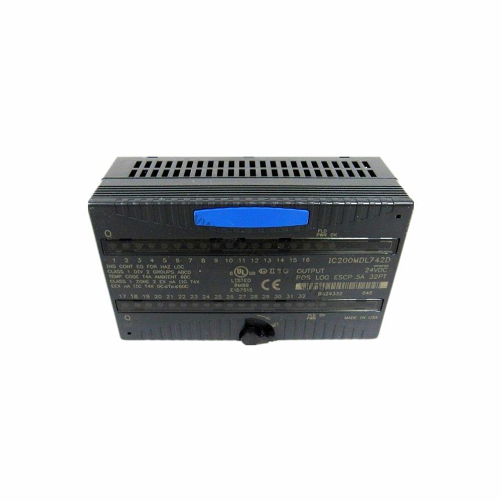 Figure 1: Front view of the GE IC200MDL742 industrial automation component showing its physical design and enclosure.