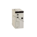 Figure 1: Front view of the Schneider TSXP574634M industrial automation component showing its physical design and enclosure.